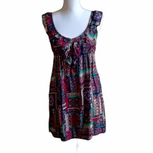Fire Boho Preloved Zipper Front Ruffle Dress